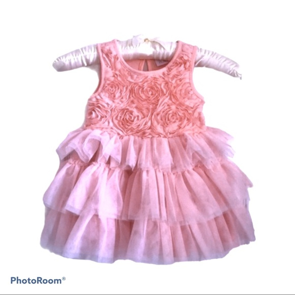 Balletcore Peach Roses‎ Ruffle Glitter Tutu Dress